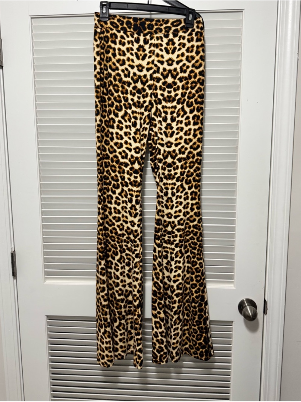 SHEIN Leopard Print Flare Pants in Brown and Cream